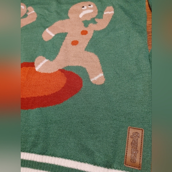 Ugly Christmas Sweater Tipsy Elves Santa Claus Gingerbread Man cookies shirt XL - Picture 5 of 7